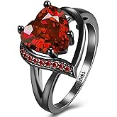QOBEBOTA Engagement Rings for Women AAA+ Heart Cubic Zirconia Promise Rings for Her Birthstone Ring Womens Rings Black Gold Gothic Rings Promis Ring Wedding Rings Statement Rings for Women