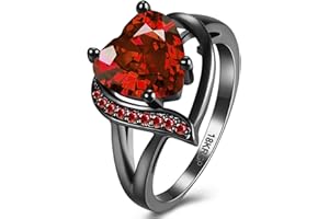 QOBEBOTA Engagement Rings for Women AAA+ Heart Cubic Zirconia Promise Rings for Her Womens Rings Black Gold Gothic Rings Christmas Gifts Fashion Wedding Rings Statement Rings for Women