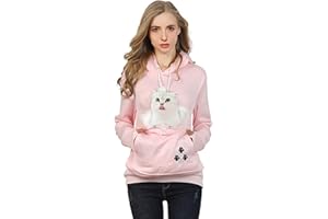 XUDREZ Unisex Big Pouch Hoodie Long Sleeve Pet Dog Holder Carrier Sweatshirt Hooded Pocket Kangaroo Hoodie
