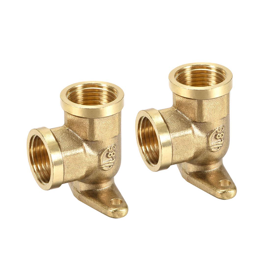 sourcing map Brass Pipe Fitting 90 Degree Drop Ear Elbow G1/2 Female X G1/2 Female 2pcs