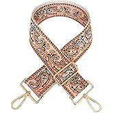 1pc Adjustable Strap Replacement 2inch Wide Paisley Jacquard Belt for Crossbody Purse Handbag Shoulder Guitar Camera Bag (Orange)