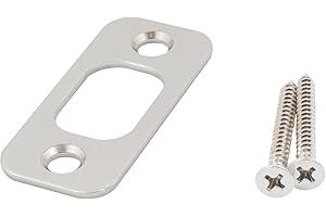 Round Corner Deadbolt Strike Plate, 1" x 2-1/4", 1-5/8" Center-to-Center, Satin Nickel by Stone Harbor Hardware