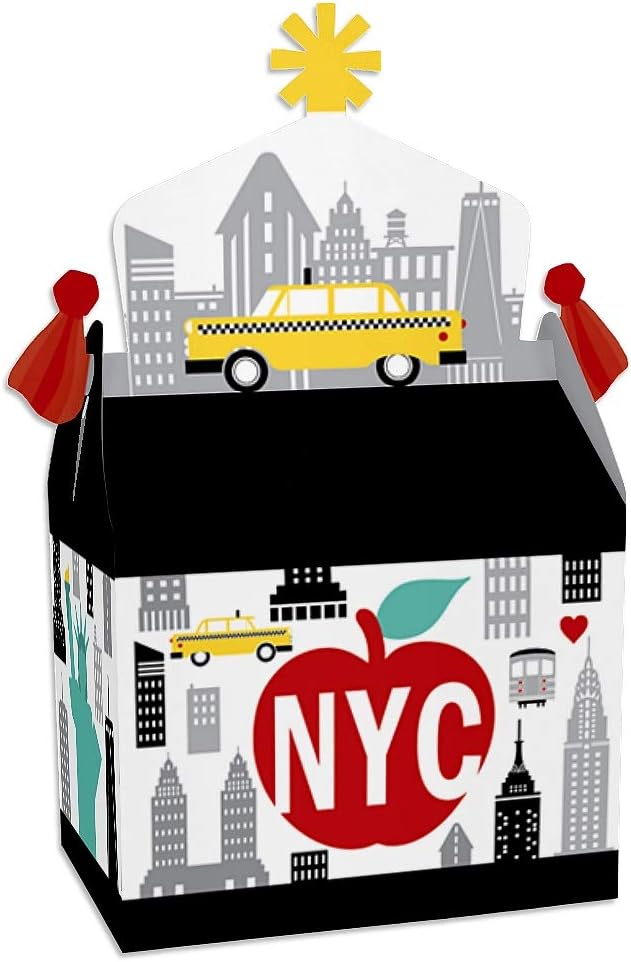 Big Dot of Happiness NYC Cityscape - Treat Box Party Favors - New York City Party Goodie Gable Boxes - Set of 12