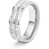 FPH 18K Gold Plated Wedding Band for Women, Cubic Zirconia Stackable Ring, Hypoallergenic Minimalist Jewelry for Her, Size 5-9, Romantic Anniversary Present