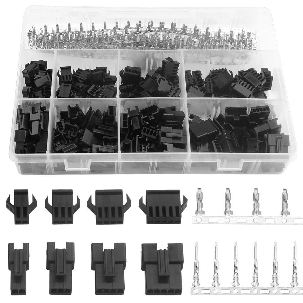 BGTXINGI 560Pcs 2.5mm Pitch 2/3/ 4/5/ Pin Male/Female Plug Housing and Male/Female Pin Header Terminal Connector Assortment Kit (4 Size, 80 Set, Each 20 Set) Compatible with JST SM