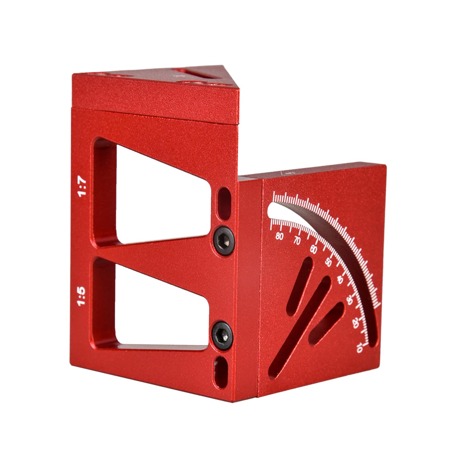 NS Juvyig 3D Multi Angle Measuring Ruler,Woodworking Square Tool Marking Angle Ruler, 10-90 Degree Aluminum Miter Triangle Ruler Scriber,Multipurpose Measuring Tool for Engineer Carpenter (Red)