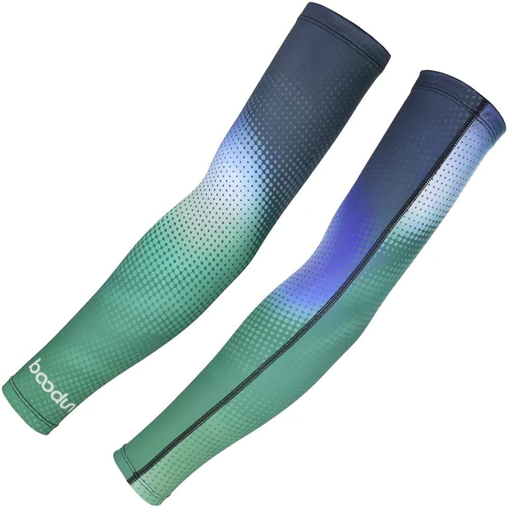 BOODUN Cycling Outdoor Sports Sleeves for Arms Men Women UPF 50+ UV Protection Cooling Sleeves (Blue Green, L/XL): Clothing