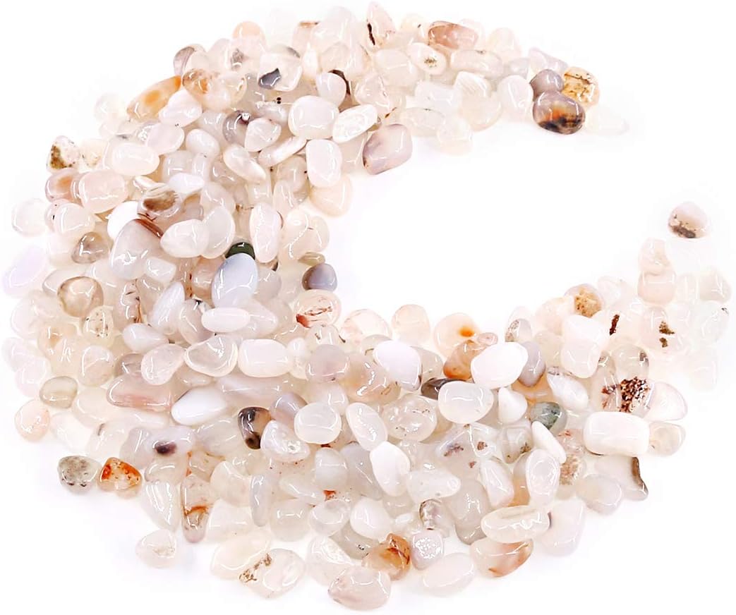 Vase Fillers - Hilitchi White Agate Stone Tumbled Stones for Plants Cacti & Succulents Bedding, Vase Filler, Landscape Bottom Decoration (About 1lb(455g)/Bag)