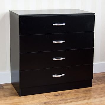 Home Discount Black Chest Of Drawers 4 Drawer With Metal Handles