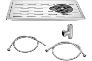 DIBTSA Pitcher Rinser, Espresso Rinser with Spray, Drain and Drip Tray, Stainless Steel Bar Glass Rinser for Sink, Cup Washer for Home Kitchen Hotel Cafe Restaurant (16.7x9.1x1.2 Inch)