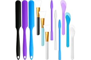 Patelai 12 Pcs Silicone Stir Sticks Kit, Silicone Epoxy Brushes, Stir Tool Sticks, Mixing Spoon, Scraper DIY Crafts Tools for Resin Epoxy Liquid Paint(Assorted Color)