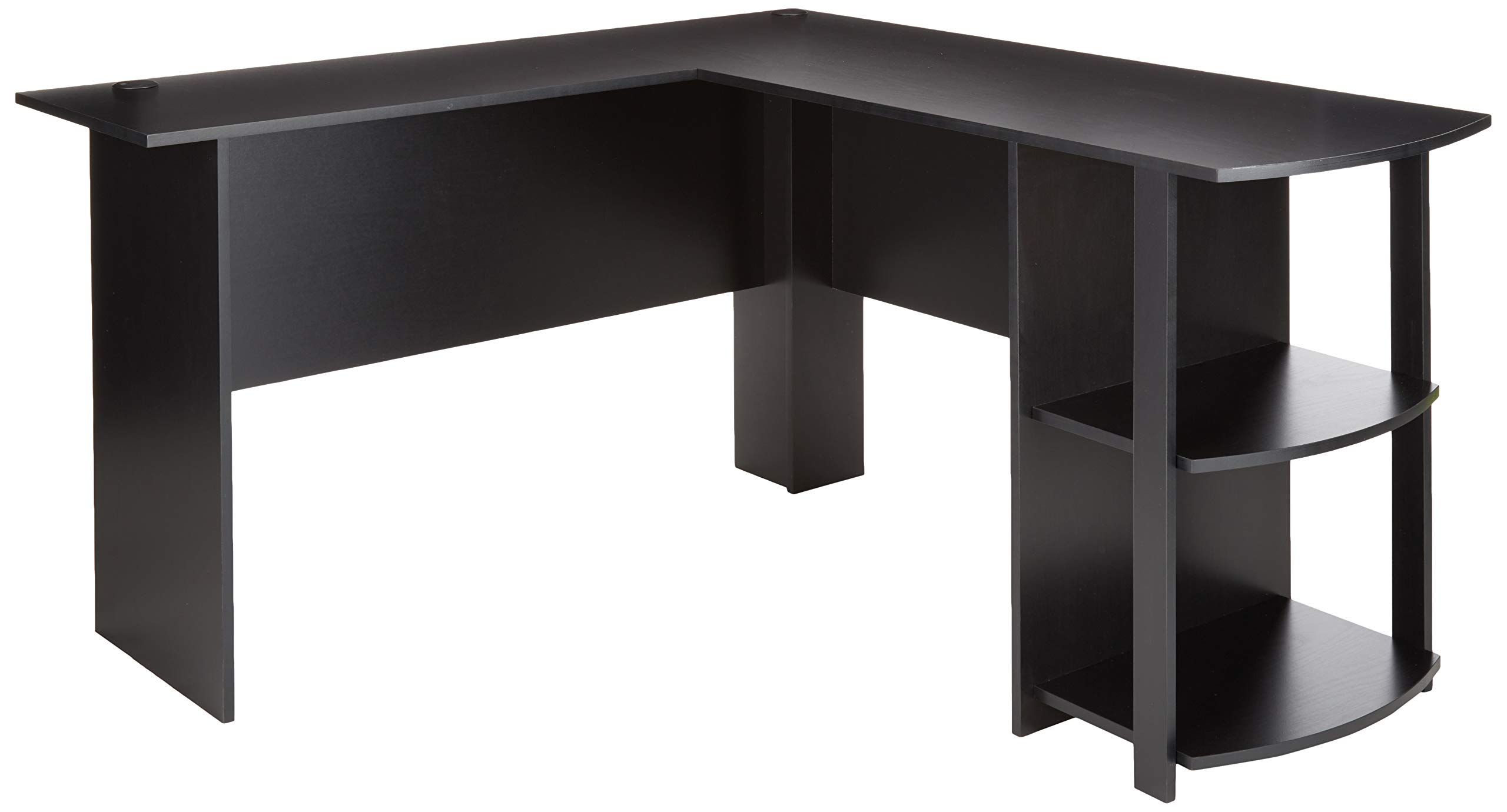 Ameriwood Home Dakota LShaped Desk with Bookshelves (Black Ebony Ash