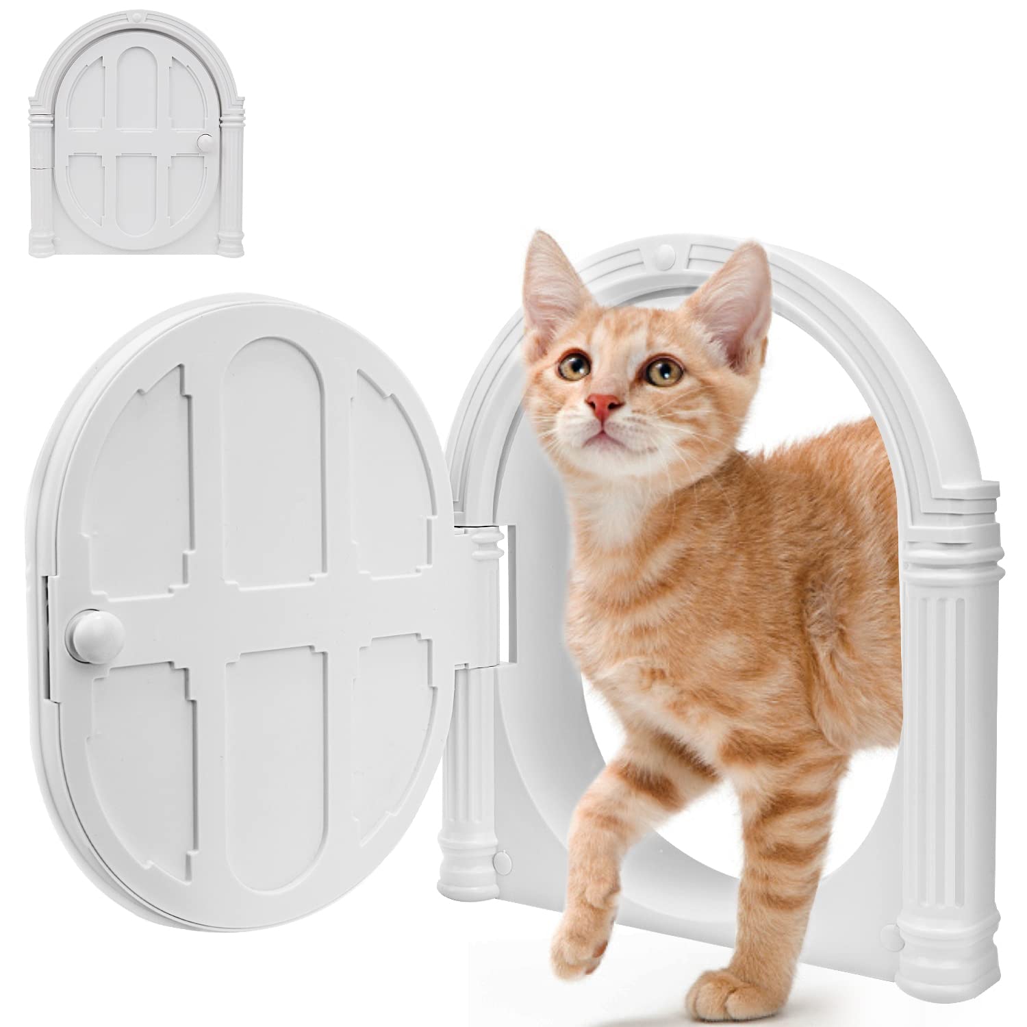 SlowTon Cat Door Interior Door - 9.4×10.8in No-Flap Kitty Door for Interior Door, Pet Doors for Small Cats up to 20 lbs,Easy DIY Setup,No Training Needed,Blocking Dog and Cat Litter Odors