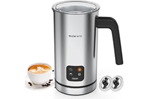 BIZEWO Milk Frother Electric, Warm and Cold Milk Steamer, 4 IN 1 Automatic Milk Warmer Stainless Steel with Touch Screen for Coffee, Latte, Macchiato, Cappuccino, Hot Chocolate