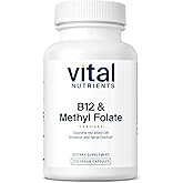 Vital Nutrients Vitamin B12 & Methyl Folate - Vegan Methylated Folate & B12 Supplement - 5-MTHF Plus B12 Supports Nervous System & Metabolism* - Gluten, Dairy, Soy Free - 200 Capsules