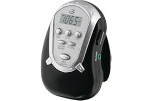 GPX R300B AM/FM Armband Radio with Earbuds, Black, Silver