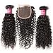 Klaiyi Hair 10A Brazilian Curly Virgin Hair Weave 3-pack Bundles with 4X4 Lace Closure Human hair extensions Natural Color (16 18 20+14 Free Part Closure)
