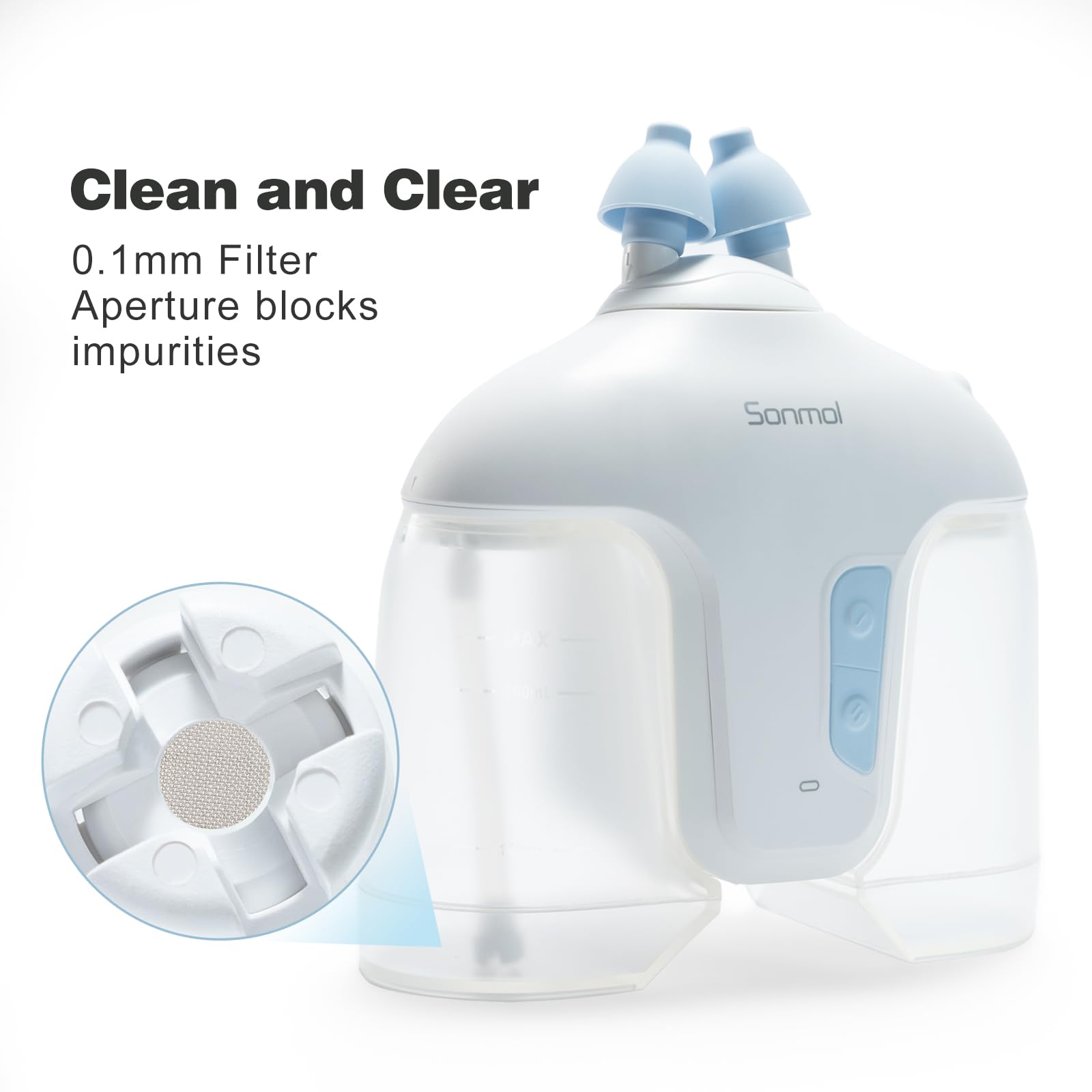 Sonmol Electric Nasal Irrigation System with 50 Salt Packets Nose Wash Deep Cleaning Sinus Rinse Relieve Congestion Runny Nose Itching(White)