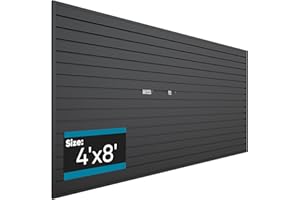 Brakki PVC Slat Wall Paneling 4x8 ft, Garage Organizer Storage System, Black Slatwall Panels for Garage Organization Product, Heavy Duty Wall Mounted Tool Storage for Home
