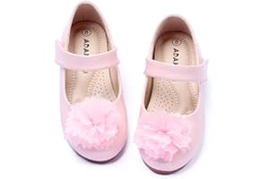 ADAMUMU Toddler Dress Shoes Flower Girl Shoes for Weeding Cute Toddler Mary Jane Shoes Lace Flore Ballet Flat for Walking, Jumping