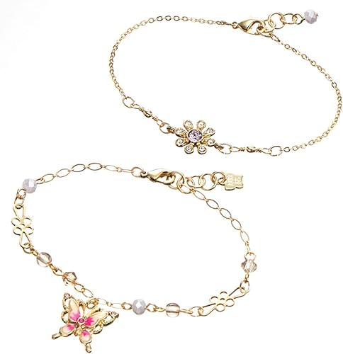 Amazon アナスイ Anna Sui ブレスレット アクセサリー セット 蝶 チョウ バタフライ 花 フラワー 金 ゴールド ビジュー ブレス チェーン 華やか アンクル ジュエリー ブレスレット 通販