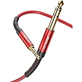 JSAUX 3.5mm to 6.35mm Stereo Audio Cable 4FT, 1/4" to 1/8" Male TRS Cable | Stereo Analog Audio Interconnect for Compatible Guitar, Keyboard, Mixer, Amplifier, Speaker, Home Theater and Laptop, Red