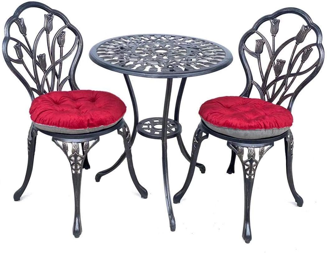 U/D Patio Bistro Table Set,5 Picec Outdoor Patio Set Rust-Resistant Cast Aluminum Tulip Design Outdoor Furniture Set: Garden & Outdoor
