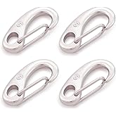 SHONAN Flag Clips for Flagpole Rope, Marine Grade Wire Gate Carabiners, Boat Fender Clips, 4 Pack Stainless Steel Snap Hooks for Ropes, Keychain, Dog Leash