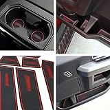 Door Mats Cup Mats Non-slip for Ford F150 Raptor 2015/2016/2017 Interior Anti-Dust Waterproof Door Gate Slot Pads 27Pcs (Red)