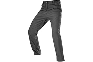 FREE SOLDIER Men's Fleece Lined Outdoor Cargo Hiking Pants Water Repellent Softshell Snow Ski Pants with Zipper Pockets