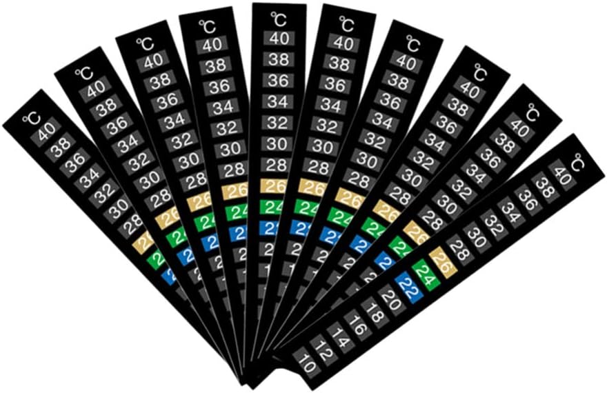 iplusmile Aquarium Stick-on Temperature Strip Fish Tank Water Temperature Sticker Gauge Degree Celsius Display 18℃-34 ℃(10Pcs)