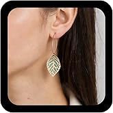 Xduargs Boho Leaf Hoop Earrings Vintage Fall Leaf Dangle Earrings Gold Hollow Circle Earrings Lightweight Leaves Statement Earrings Jewelry for Women