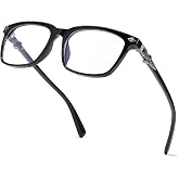 HIGLASS Retro Square Blue Light Blocking Glasses for Men Women | Vintage Style, Metal Decor Temple, Fashion Eyewear