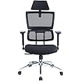 Ticova Ergonomic Office Chair - High Back Desk Chair with Elastic Lumbar Support & 3D Metal Armrest - 130°Reclining & Rocking