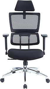 Ticova Ergonomic Office Chair - High Back Desk Chair with Elastic Lumbar Support &amp; 3D Metal Armrest - 130°Reclining &amp; Rocking Mesh Computer Chair with Thick Seat Cushion &amp; Rotatable Headrest