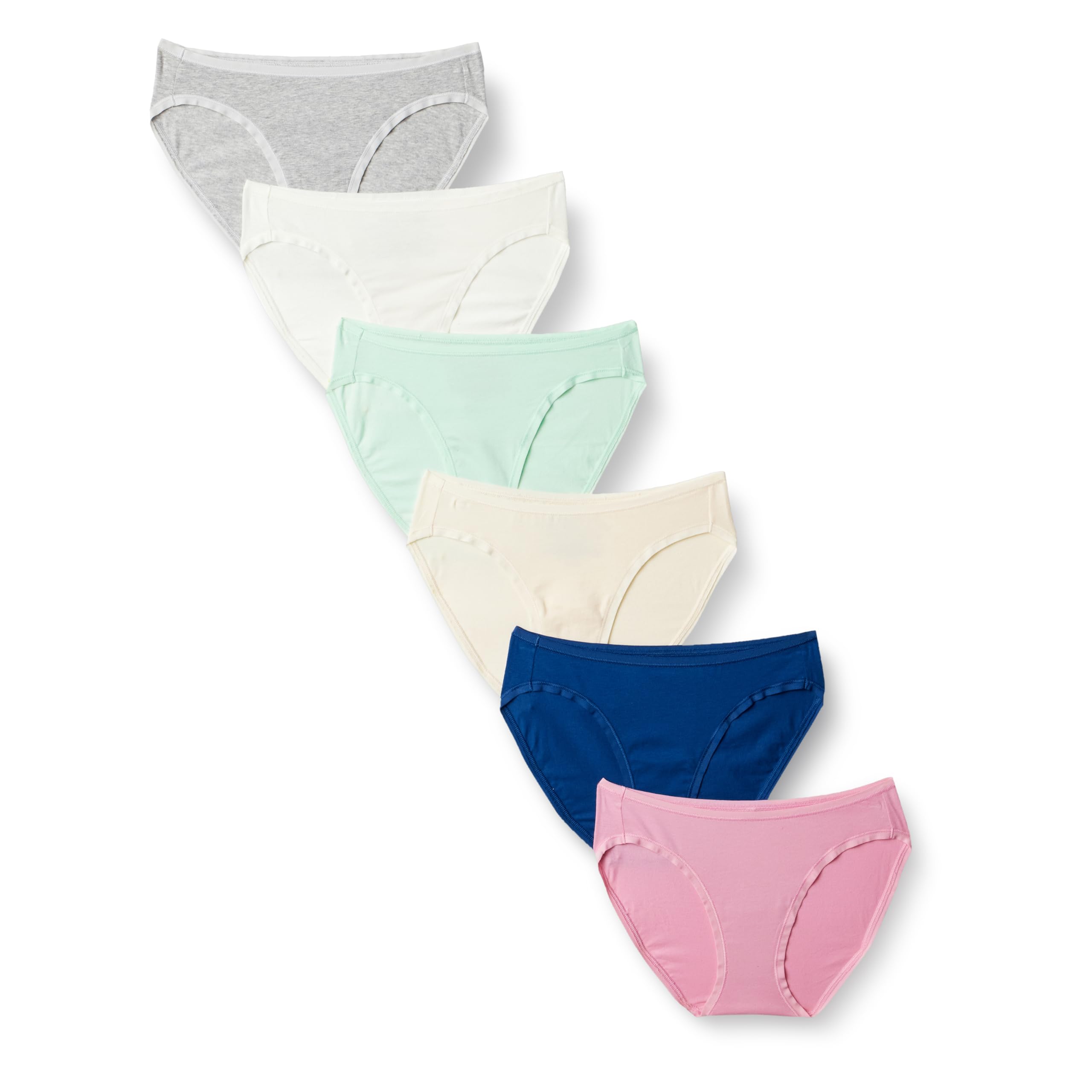 Photo 1 of Amazon Essentials Women's Cotton Bikini Brief Underwear (Available in Plus Size), Pack of 6, Multicolor/Solid Colors, Medium