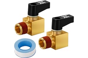 SUNROAD Air Compressor Valve Brass Drain Cock Ball Valve 1/4" NPT Male Thread Air Compressor Accessories 2pcs with Thread Seal Tape with Plastic Case