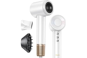 BOPCAL Hair Dryer - Negative Ionic Blow Dryer with 150000 RPM High Speed Brushless Motor for Fast Drying, Low Noise, HD Display Hair Dryer with Diffuser and Nozzle, 4 Temps & 3 Speeds