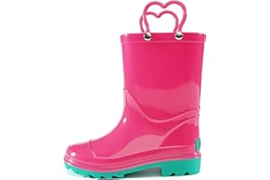 Stelle Toddler Rain Boots Kids Rainboots Boys Girls Waterproof Easy On Handles Non-Slip Sole Lightweight Outdoor Shoes