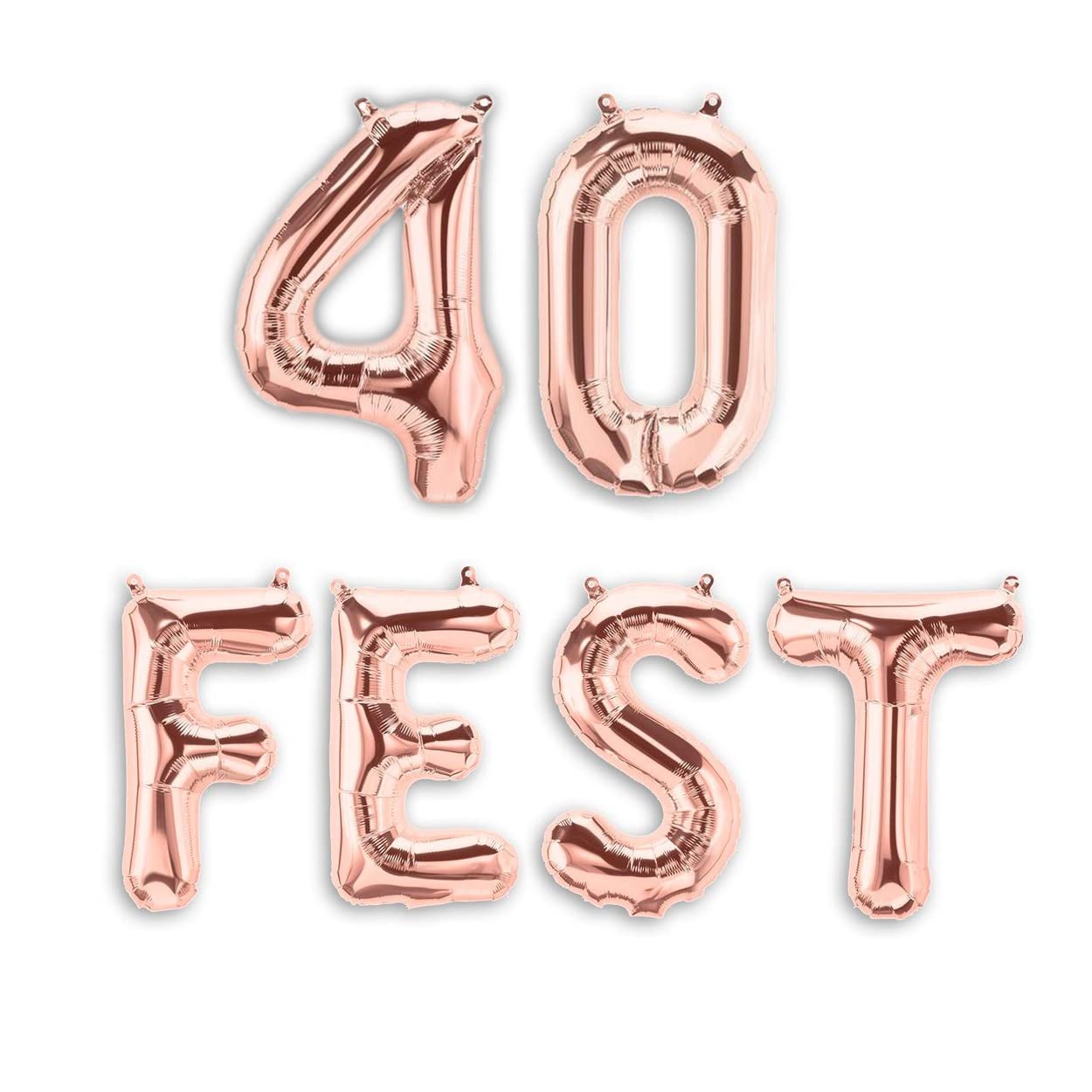 40FEST ™16" 40th BIRTHDAY PARTY FOIL BALLOONS - 40th Birthday Balloons - 40 FEST BALLOONS (ROSE GOLD)