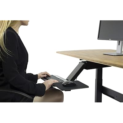 KT2 Ergonomic Under-Desk Keyboard Tray w/ Large Adjustable Height Range + Negative Tilt best sit stand standing desk computer stand holder drawer shelf pull slides out sliding angle swivels 360