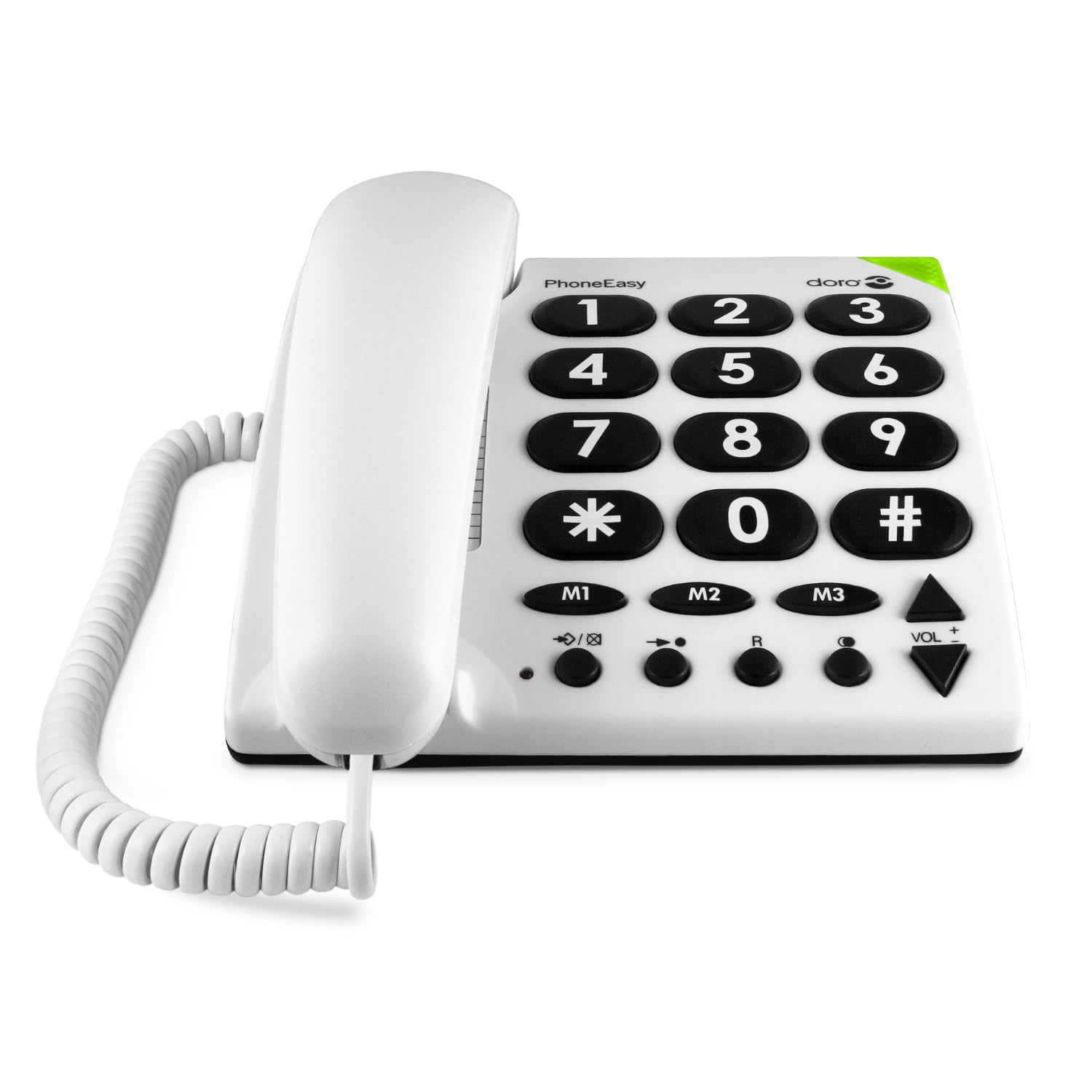 Doro 3891 PhoneEasy 311c Corded Large Button Telephone with Optical Call Signalling, White