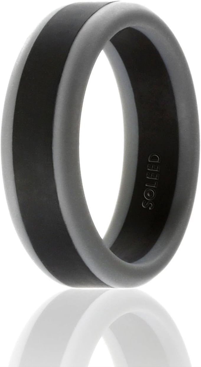 SOLEED Silicone Wedding Ring for Men (Power X Series), Safe and Sturdy Silicone Rubber Wedding Band Designed for Fitness, Weight Lifting/Training,Kettlebell and Exercise Bands Workout