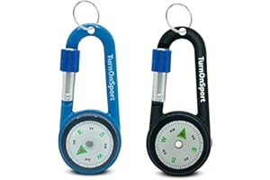 TURNONSPORT Carabiner Clip On Compass Hiking - Compact Compass Keychain Backpacks | Small Pocket Magnetic Compass Keychain for Kids - Hiking Compass Twist Lock | Keyring Keychains Outdoor Survival Camping 2 pcs
