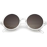 zeroUV Trendy Round Retro Sunglasses for Women, UV400 Vintage Horn Rimmed Neutral-Colored Lens 52mm (Clear/Lavender)