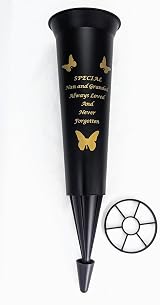 David Fischhoff In Loving Memory Graveside Spiked Flower Vase Black Gold DF13659 view 2