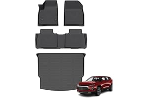 AZYT Floor Mats & Cargo Liner for Chevrolet Chevy Blazer 2019-2024 2025 (Not for EV Models) All Weather Automotive TPE Set Anti-Slip Waterproof Floor Liners Accessories (Car Mats+Trunk Mat) Black