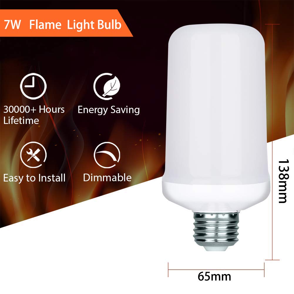 E27 LED-Flamme Effekt Fire Glühlampen, Creative Leuchten mit flackerndem Emulation, Vintage Atmosphäre Deko, Simuliert Gas Hurricane Laterne, warm weiß, 7Watt E27