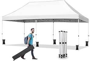 Nianles 10x20 Pop Up Canopy Tent, Ez Pop Up Outdoor Canopy Instant Shade, Adjustable Waterproof Party Tent with Roller Bag, 8 Stakes, 6 Sand Bags and 4 Ropes