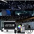 AKEPO 16W Fiber Optic Lights Star Ceiling Light Kit APP Control for Car & Home,Fibre Optical Cable Strands 150pcs 0.75mm 6.5ft/2m+28key Musical Remote Control